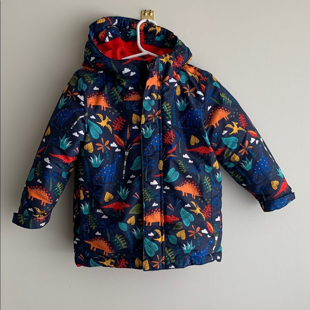 Winter | The Children's Place 3 in 1 Jacket, Navy Blue/Red with Dino Print, 4T